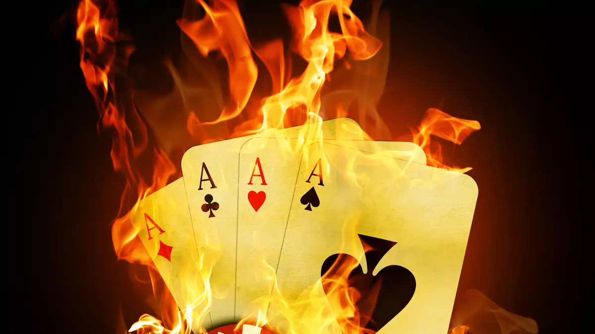 Cartes de poker en feu