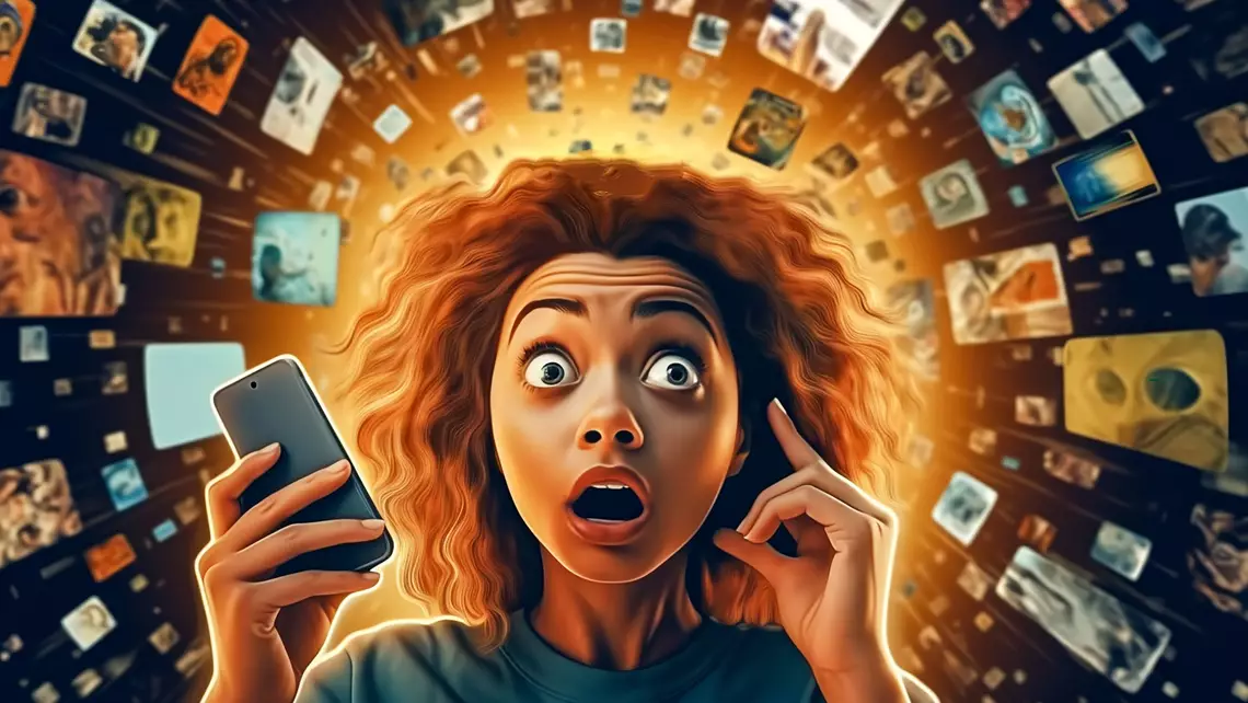 Une jeune prise dans une spirale de contenus numériques